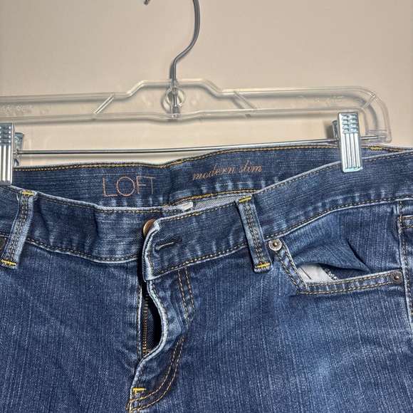LOFT Straight Leg Jeans for Women - Dark Blue Denim - Picture 4 of 10